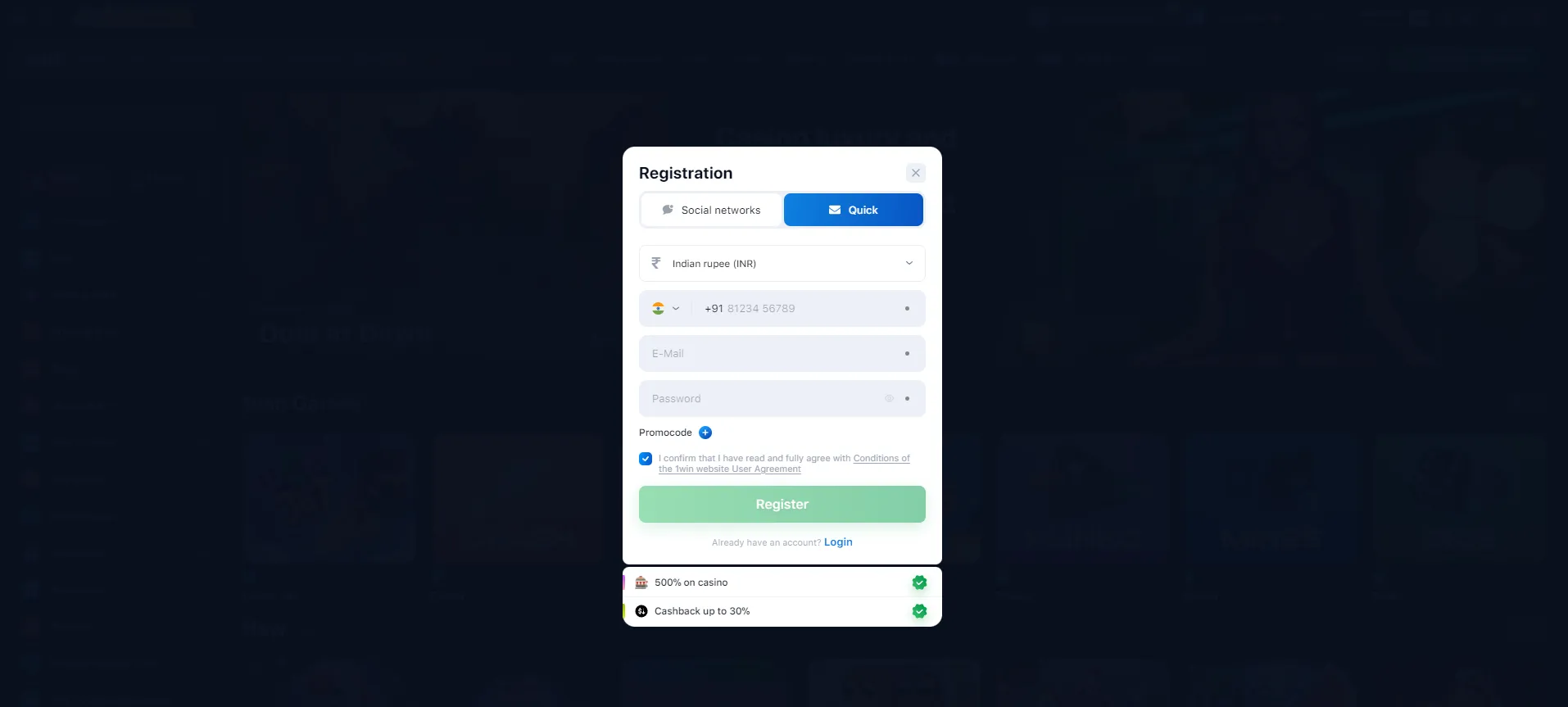 1win promo code